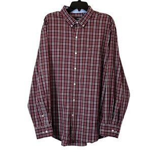 Men's Burgundy | White Plaid Shirt Size XL